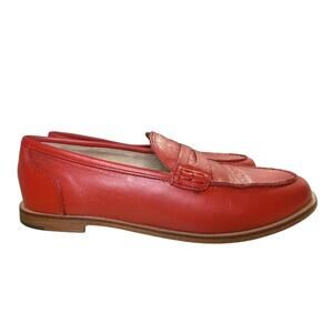 J.Crew Ryan Penny Loafer Women's Size 6.5 Poppy Red Leather Festival Tomato Girl